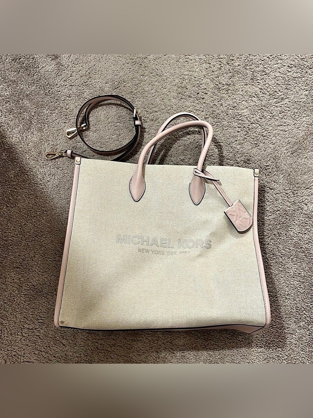 Michael Kors Sinclair Large Canvas and Leather Tote Bag & Leather Tote Bag in